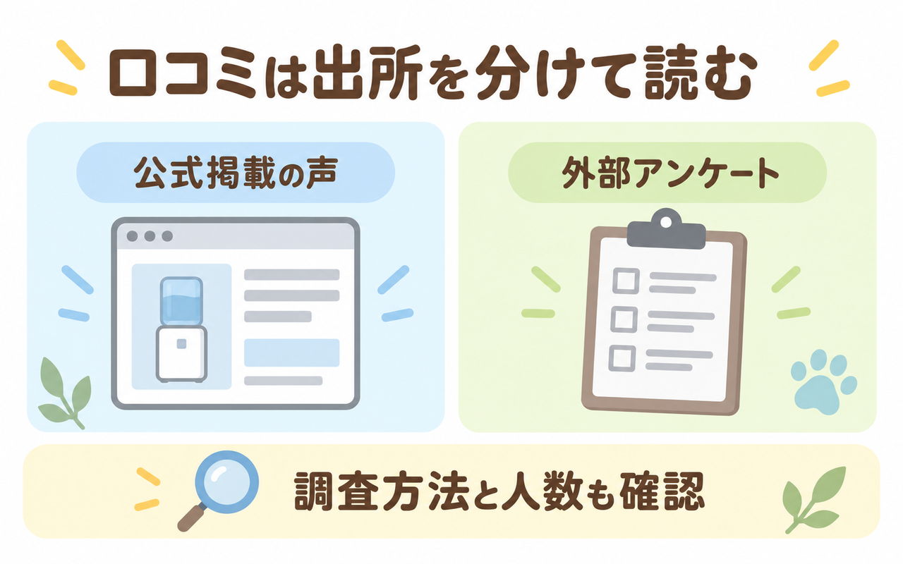 楽水の口コミを公式掲載の声と外部アンケートに分けて読むための図